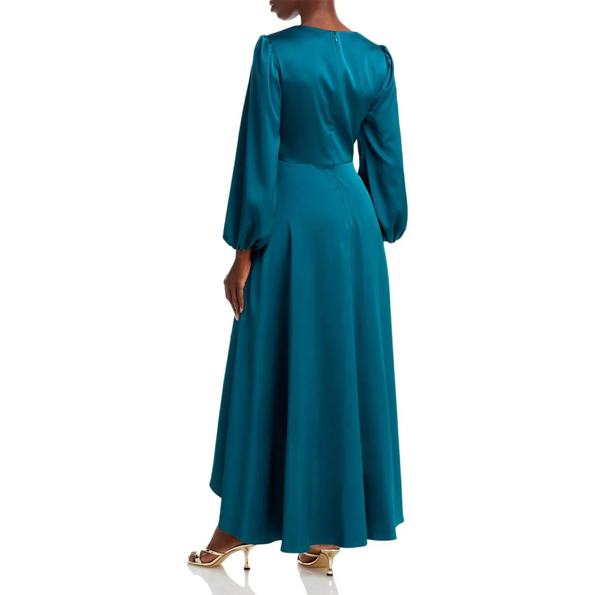Womens Satin Hi-Low Midi Dress