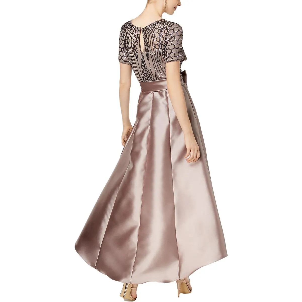 Womens Sequined Hi-Low Party Dress