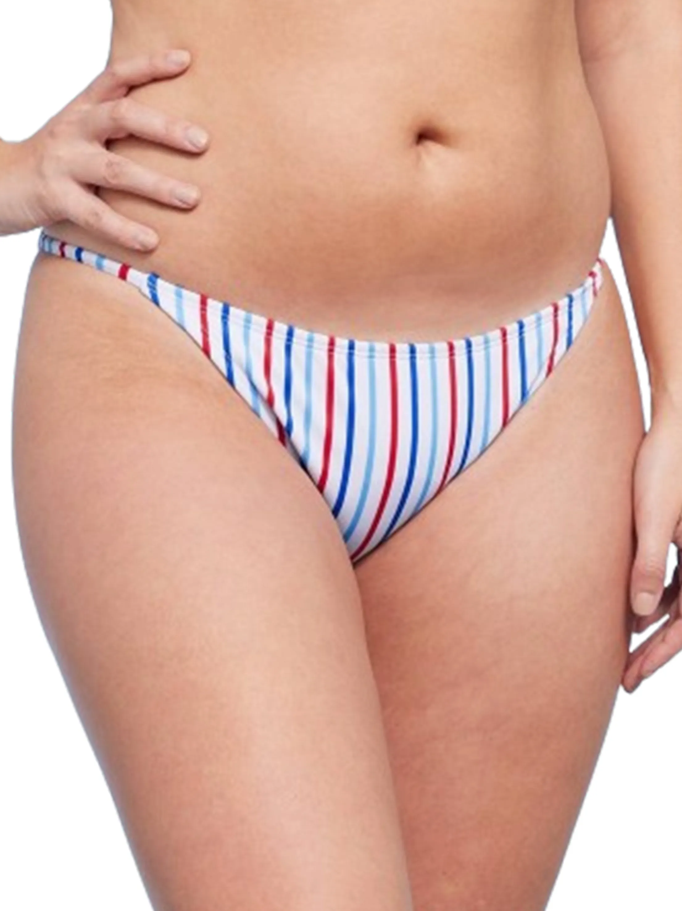 Women's Striped Low Rise Bikini Bottom,Multi
