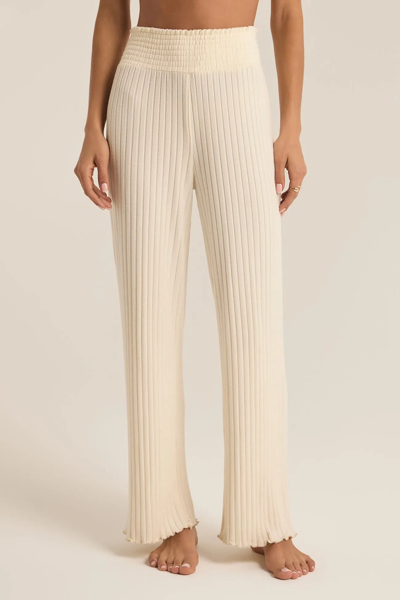ZSUPPLY Dawn Smocked Rib pant- Bone