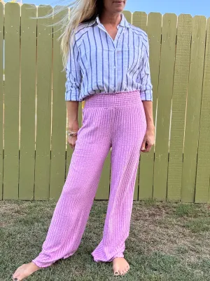 ZSUPPLY Dawn Smocked Rib Pant - Violet Gem